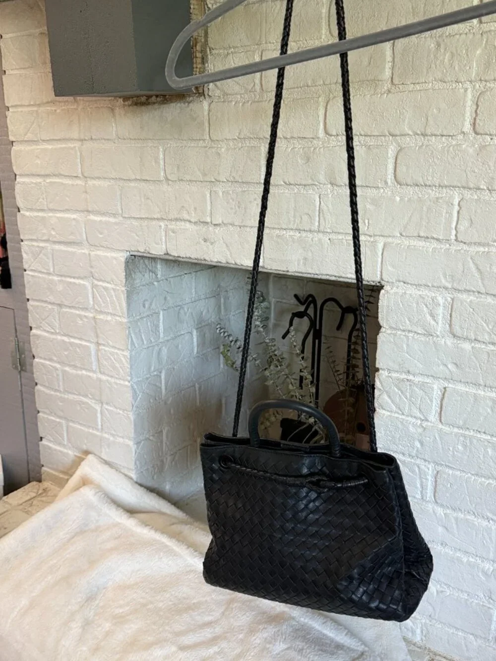 Quince Romy Handwoven Satchel Black Italian Leather NWOT